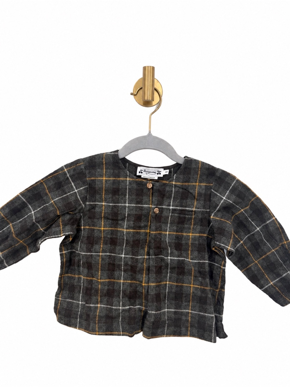 Bonpoint Button-Front Kids Jacket in Dark Green